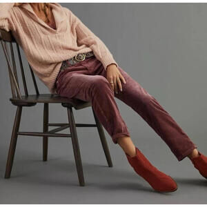 Anthropologie Pilcro Slim Boyfriend Crop 20W Plus Corduroy Jeans Wine Stretch